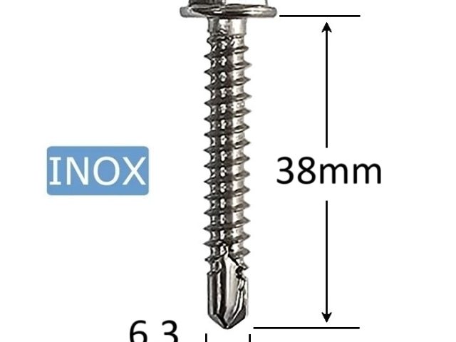Surub Autoforant Inox 6.3x38mm Cap Hexagonal - 50buc/cutie