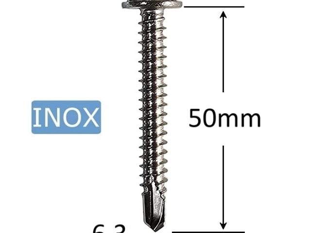 Surub Autoforant Inox 6.3x50mm Cap Hexagonal - 50buc/cutie