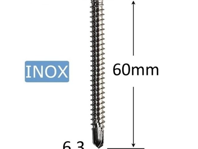 Surub Autoforant Inox 6.3x60mm Cap Hexagonal - 50buc/cutie