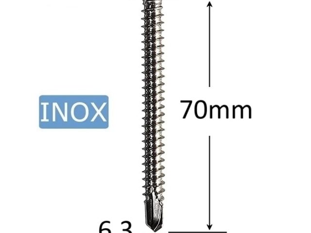 Surub Autoforant Inox 6.3x70mm Cap Hexagonal DIN 7504K A2- 50buc/cutie