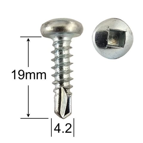 Surub Autoforant 4.2x19mm Cap Bombat DIN 7504N Cu Antrenare Patrat R2 – 1000buc/cutie