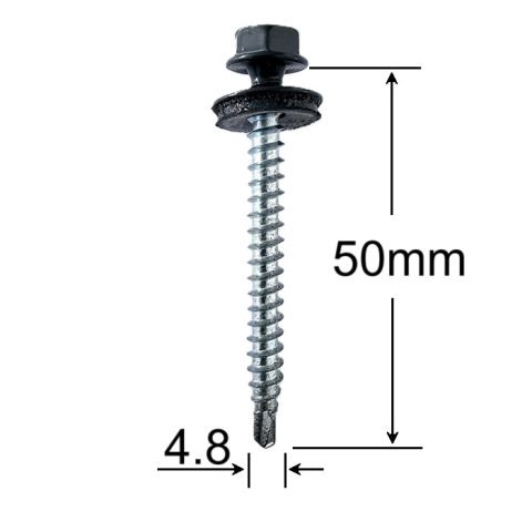 Surub Autoforant Cap Hexagonal 4.8x50mm Gri Antracit RAL 7016 - 100 buc/cutie