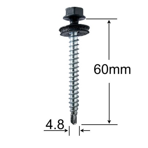 Surub Autoforant Cap Hexagonal 4.8x60mm Gri Antracit RAL 7016 - 100 buc/cutie