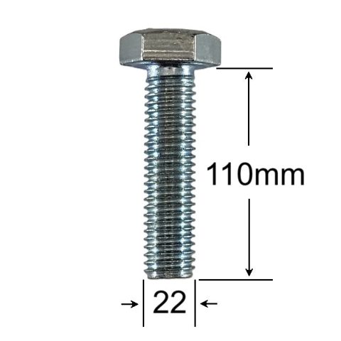 Surub Filet Metric M22x110mm Cap Hexagonal DIN 933 Gr.8.8 Zincat - 10buc/cutie