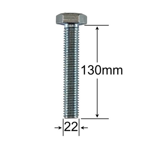 Surub Filet Metric M22x130mm Cap Hexagonal DIN 933 Gr.8.8 Zincat - 10buc/cutie