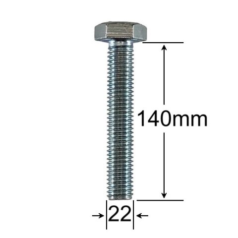 Surub Filet Metric M22x140mm Cap Hexagonal DIN 933 Gr.8.8 Zincat - 10buc/cutie