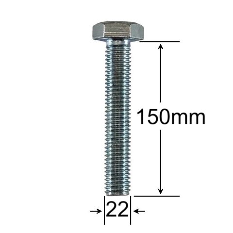 Surub Filet Metric M22x150mm Cap Hexagonal DIN 933 Gr.8.8 Zincat - 10buc/cutie