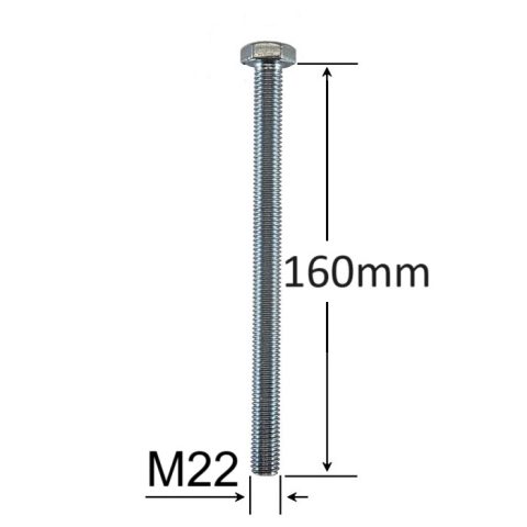 Surub Filet Metric M22x160mm Cap Hexagonal DIN 933 Gr.8.8 Zincat - 10buc/cutie