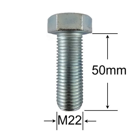 Surub Filet Metric M22x50mm Cap Hexagonal DIN 933 Gr.8.8 Zincat - 10buc/cutie