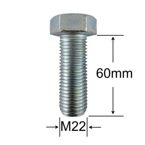 Surub Filet Metric M22x60mm Cap Hexagonal DIN 933 Gr.8.8 Zincat - 10buc/cutie