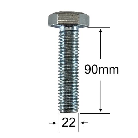 Surub Filet Metric M22x90mm Cap Hexagonal DIN 933 Gr.8.8 Zincat - 10buc/cutie