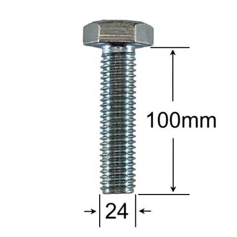 Surub Filet Metric M24x100mm Cap Hexagonal DIN 933 Gr.8.8 Zincat - 10buc/cutie