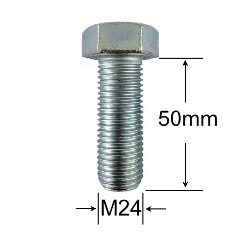 Surub Filet Metric M24x50mm Cap Hexagonal DIN 933 Gr.8.8 Zincat - 10buc/cutie