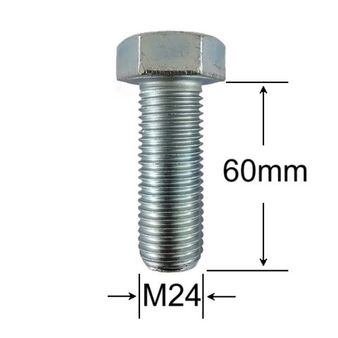Surub Filet Metric M24x60mm Cap Hexagonal DIN 933 Gr.8.8 Zincat - 10buc/cutie