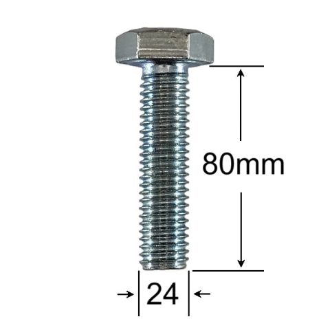 Surub Filet Metric M24x80mm Cap Hexagonal DIN 933 Gr.8.8 Zincat - 10buc/cutie