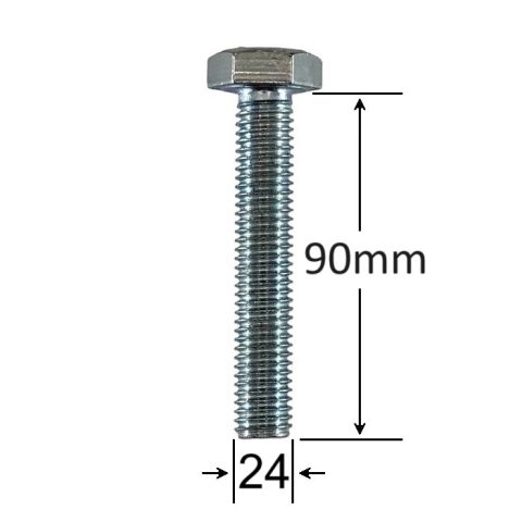 Surub Filet Metric M24x90mm Cap Hexagonal DIN 933 Gr.8.8 Zincat - 10buc/cutie