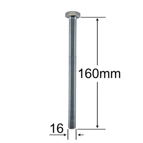 Surub Filet Metric M16x160mm Cap Hexagonal DIN 933 Gr.8.8 Zincat - 10buc/cutie