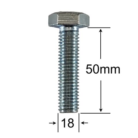 Surub Filet Metric M18x50mm Cap Hexagonal DIN 933 Gr.8.8 Zincat - 25buc/cutie