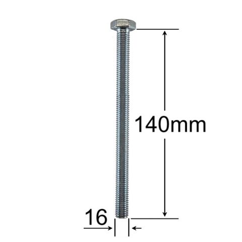 Surub Filet Metric M16x140mm Cap Hexagonal DIN 933 Gr.8.8 Zincat - 10buc/cutie
