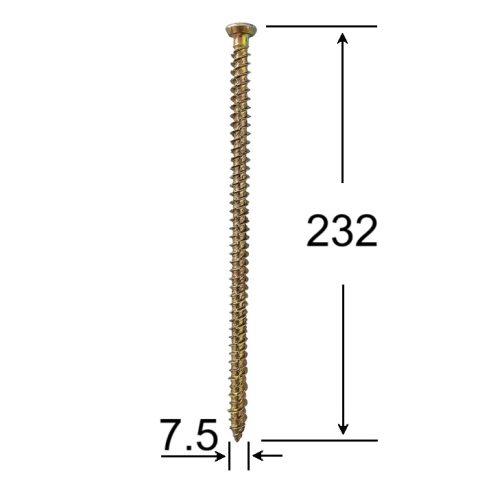 Surub Montaj Ferestre 7.5x232 Galben TX30 - 100buc/cutie