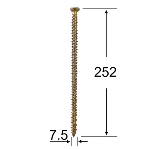 Surub Montaj Ferestre 7.5x252 Galben TX30 - 100buc/cutie