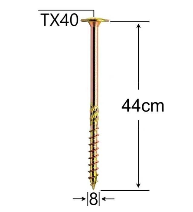 Surub Dulgherie Cap Plat 8x440mm Torx TX40 - 10buc/cutie