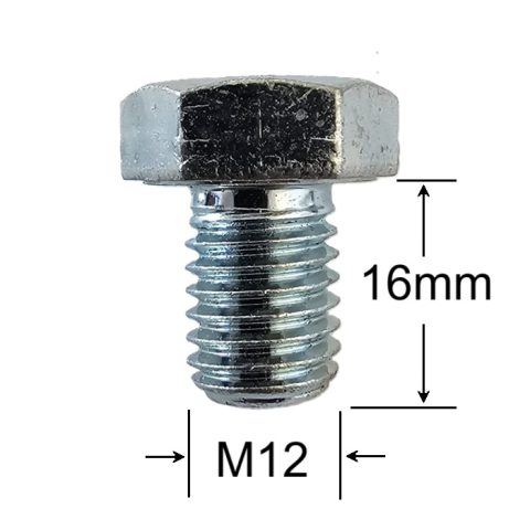 Surub Filet Metric M12x16mm Cap Hexagonal DIN 933 Gr.8.8 Zincat - 50buc/cutie