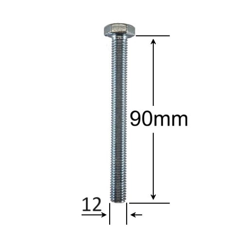 Surub Filet Metric M12x90mm Cap Hexagonal DIN 933 Gr.8.8 Zincat - 20buc/cutie
