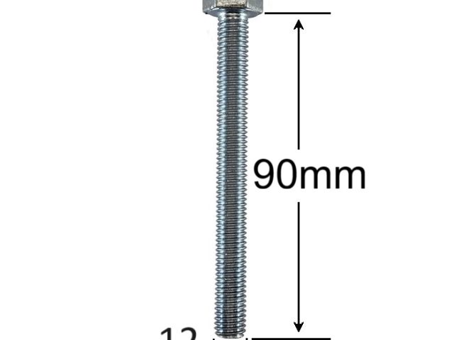 Surub Filet Metric M12x90mm Cap Hexagonal DIN 933 Gr.8.8 Zincat - 20buc/cutie
