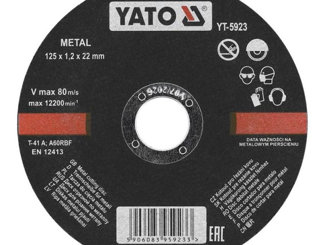 Disc Debitat Metale 125x1.2x22mm Yato YT-5923 - pentru flex taiere otel si tabla