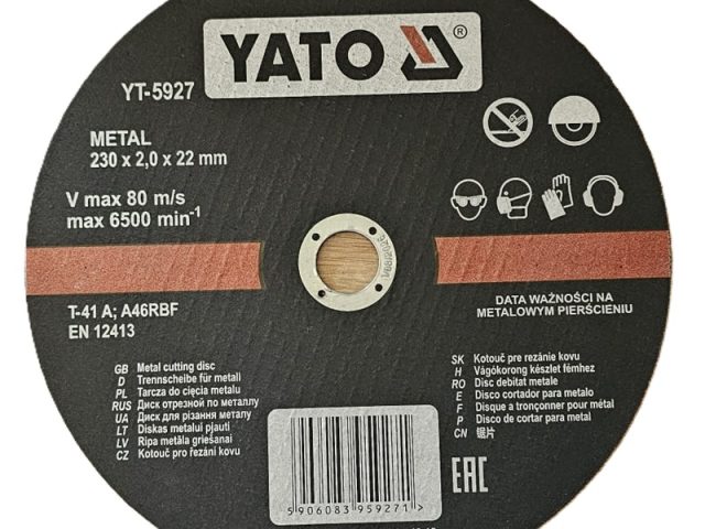 Disc Debitat Metale 230x2x22mm Yato YT-5927 - pentru flex taiere otel si tabla