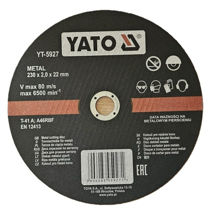 Disc Debitat Metale 230x2x22mm Yato YT-5927 - pentru flex taiere otel si tabla