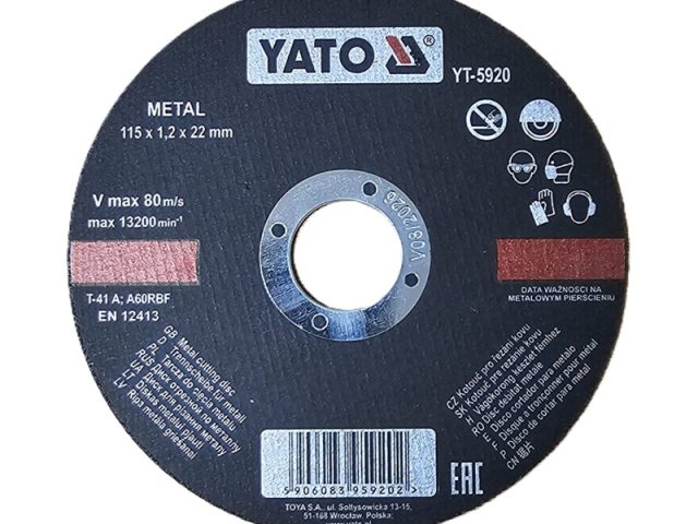 Disc Debitat Metale 115x1.2x22mm Yato YT-5920 - pentru flex taiere otel si tabla