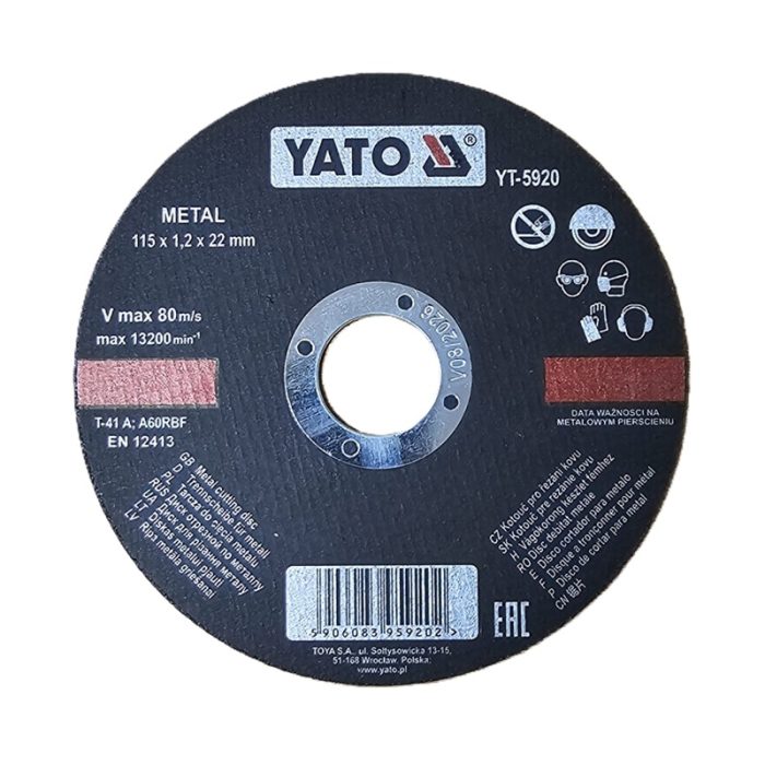 Disc Debitat Metale 115x1.2x22mm Yato YT-5920 - pentru flex taiere otel si tabla
