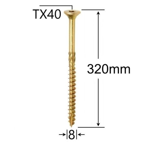 Surub Dulgherie Cap Inecat 8x320mm Torx TX40 - 50buc/cutie