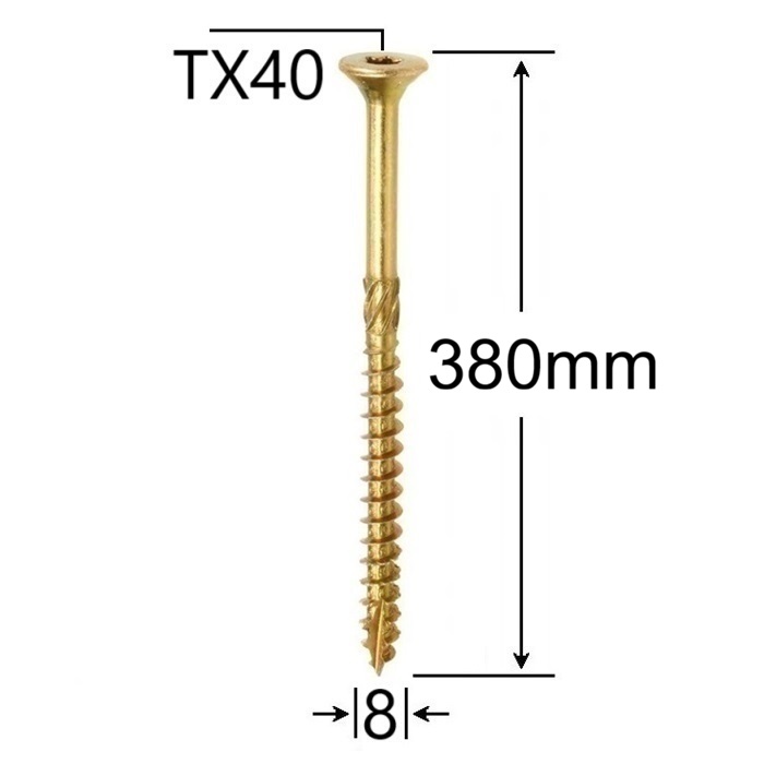 Surub Dulgherie Cap Inecat 8x380mm Torx TX40 - 50buc/cutie