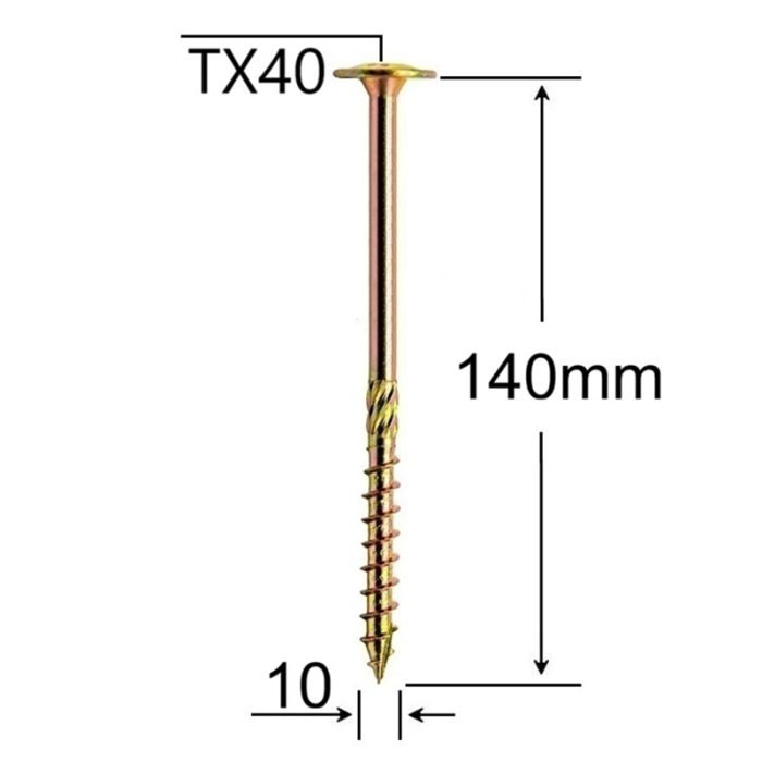 Surub Dulgherie Cap Plat 10x140 mm Torx TX40 - 50buc/cutie