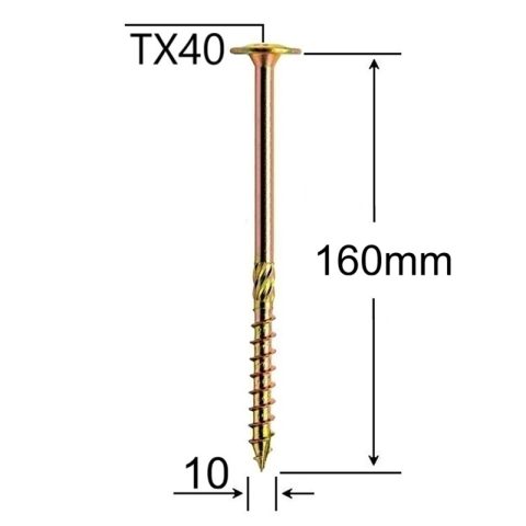 Surub Dulgherie Cap Plat 10x160 mm Torx TX40 - 50buc/cutie