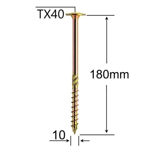 Surub Dulgherie Cap Plat 10x180 mm Torx TX40 - 50buc/cutie