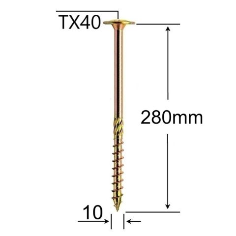 Surub Dulgherie Cap Plat 10x280 mm Torx TX40 - 50buc/cutie