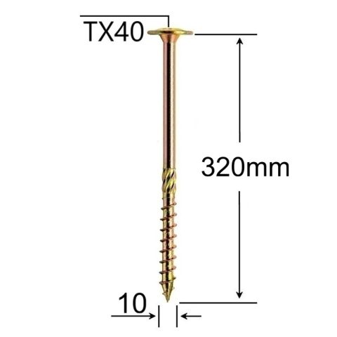 Surub Dulgherie Cap Plat 10x320 mm Torx TX40 - 25buc/cutie
