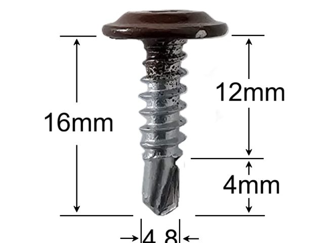 Surub Autoforant Cap Plat 4.2x16 mm Maro RAL8017 - 250buc/cutie