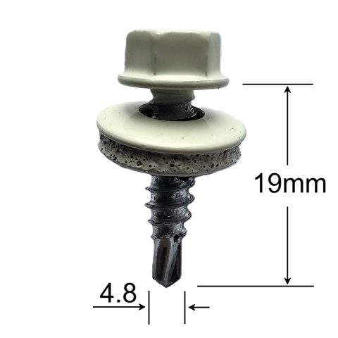 Surub Autoforant Cap Hexagonal 4.8x19mm Alb RAL 9002 - 250buc/cutie