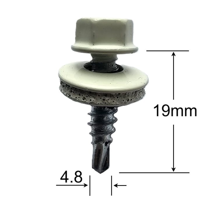 Surub Autoforant Cap Hexagonal 4.8x19mm Alb RAL 9002 - 250buc/cutie