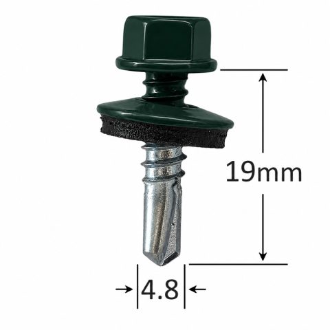 Surub Autoforant Cap Hexagonal 4.8x19mm Verde RAL 6005 - 250buc/cutie
