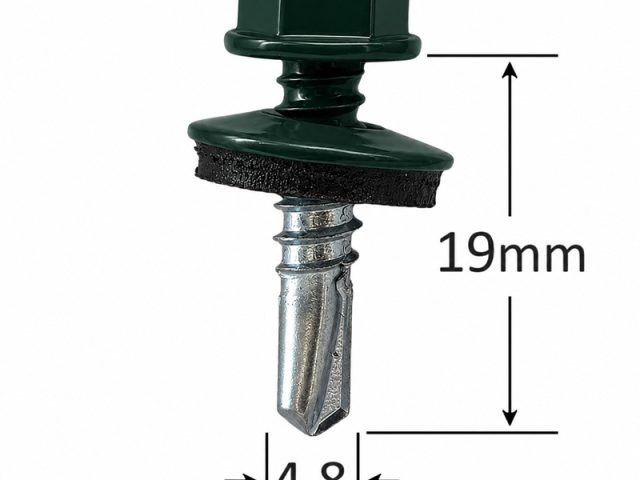 Surub Autoforant Cap Hexagonal 4.8x19mm Verde RAL 6005 - 250buc/cutie