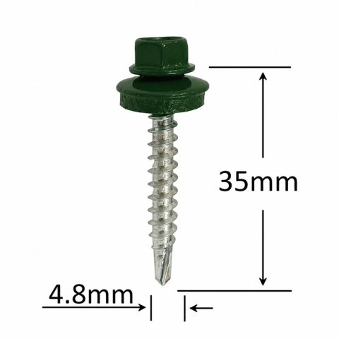 Surub Autoforant Cap Hexagonal 4.8x35mm Verde RAL 6020 - 250buc/cutie