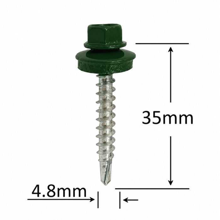 Surub Autoforant Cap Hexagonal 4.8x35mm Verde RAL 6020 - 250buc/cutie
