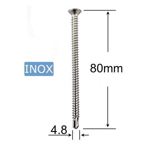Surub Autoforant Inox A2 4.8x80mm Cap Inecat DIN 7504P PH2 - 500buc/cutie