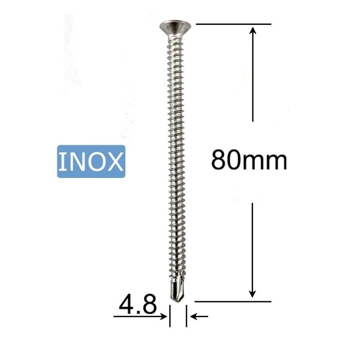 Surub Autoforant Inox A2 4.8x80mm Cap Inecat DIN 7504P PH2 - 50buc/cutie